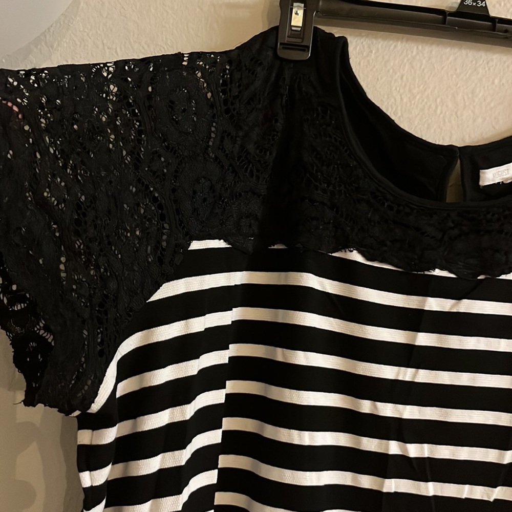 #166August Mist,Blouse,White and Black,size 3X